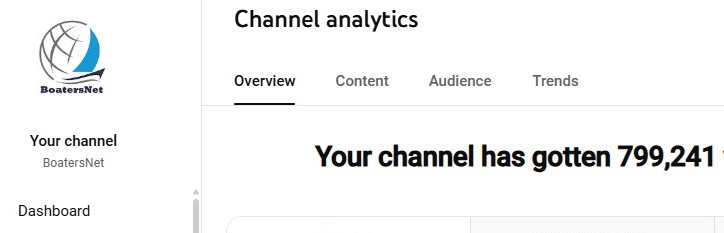 BoatersNet YouTube channel and stats
